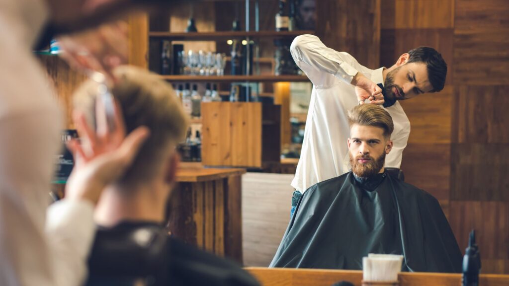 A male at the barbershop.